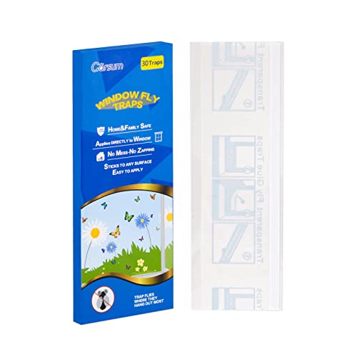 Garsum 120 Pack Window Fly Sticky Traps Indoor Clear,House Fly Paper Bug Catcher, Fly Tape Glue Strips Gnat Killer Window Decal for Home