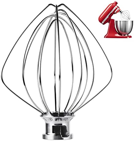 Stainless Steel 6-Wire Whip Attachment for KitchenAid 4.5 and 5 Quart Tilt-Head Stand Mixer, K45WW Whisk Attachment, Balloon Whisk, Heavy Duty, Dishwasher Safe