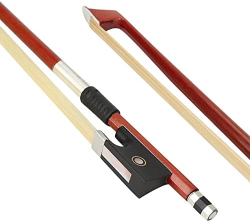 LMS Violin Bow Full Size 1/8 Brazilwood Violin Bows Lightweight Bow Well Balance Fiddle Bow Made with Ebony Frog Mongolian White Horse Hair for Violin Student Professional (1/8)