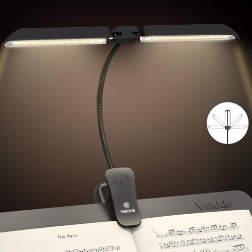 Vekkia 64 Led Rechargeable Music Stand Light - Folding Clip On Piano Lamp, Portable Professional with 5 Brightness×3 Color Temperature for Grand Piano and Book Reading