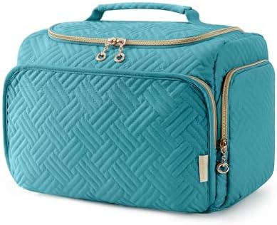 BAGSMART Travel Toiletry Bag, Large Wide-open Travel Bag for Toiletries, Makeup Cosmetic Travel Bag with Handle, Blue-Large