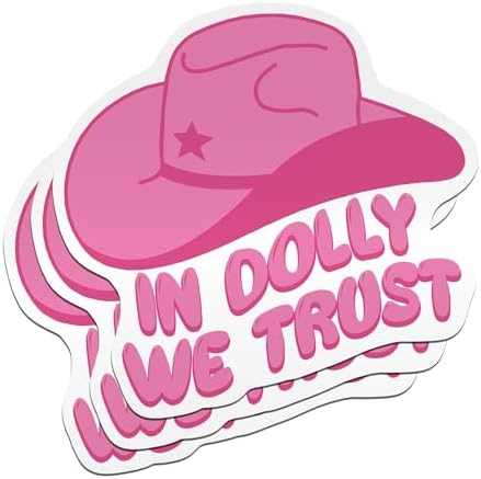 (3PCS) Hot Pink Sticker In Dolly We Trust Stickers Cowboy Cowgirl, Country Die-Cut Waterproof Vinyl Sticker for Water Bottle Tumbler Phone Case Laptop Cars Helmet Decal Gifts For Girl Women (2 inches)