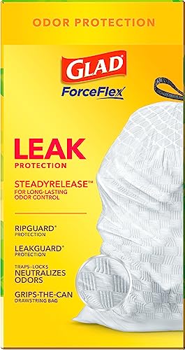 Glad Trash Bags, ForceFlex Tall Kitchen Drawstring Garbage Bags,13 Gal, Gain Original with Febreze, 80 Ct