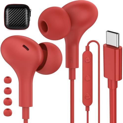 APETOO USB C Headphones for iPhone 16/15 USB-C Wired Earbuds for Samsung S25 S24 S23 S22 S21 Noise Isolation in-Ear Type C Earphones with Mic for iPhone 15 Pro Max Plus, Pixel 9/8/7/6, OnePlus9