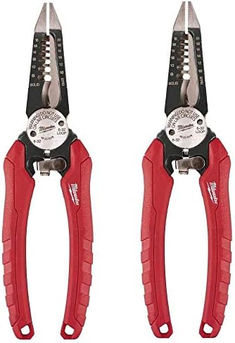 Milwaukee 48-22-3079 6-In-One Combination Wire Stripping and Reaming Pliers for Electricians, 2 Pack