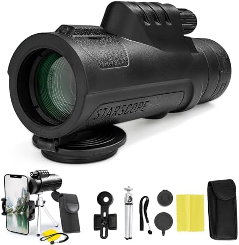 Starscope Monocular Telescope Smartphone Bundle - 10x42 Monoculars for Adults High Powered with Cell Phone Adapter | Bird Watching, Hunting, Hiking Pocket Scope | BAK4 Prism FMC Lens, Waterproof