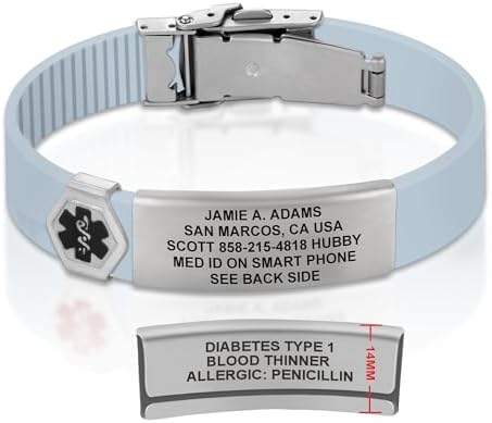 Divoti Custom Engraved Medical Alert ID Bracelet – Dual-Sided Laser Etching, Silicone Wristband, Stainless Steel Security Clasp – Adjustable & Trim-to-Fit – Emergency Medical Info Band for Men & Women