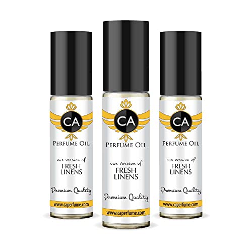 CA Perfume Impression of Emra Fresh Linens For Women & Men Replica Fragrance Body Oil Dupes Alcohol-Free Essential Aromatherapy Sample Travel Size Concentrated Long Lasting Roll-On 0.3 Fl Oz-X3