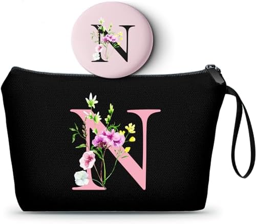 Bride to be Gifts,Sisters Gifts from Sister,Womens Gifts Unique,Gifts for Mom Birthday,Initial Gifts for Women,Monogram Gifts,Cosmetic Bag with Mirror,Personalized Gifts,Valentines Day Gifts,N