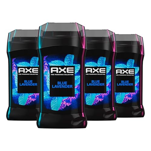 AXE Fine Fragrance Collection Deodorant Stick Blue Lavender with Mint + Amber Essential Oils 4 Pack with 72H Freshness Aluminum-Free 3 oz