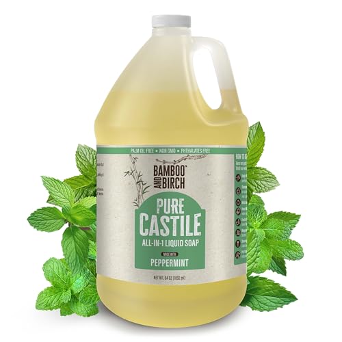 Pure Castile Soap Liquid Organic, Certified Palm Oil Free Natural Soap, Peppermint, 64 oz
