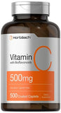 Horbäach Vitamin C 500mg | with Bioflavonoids | 500 Coated Caplets | with Rose HIPS | Vegetarian | Non-GMO, Gluten Free