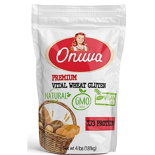 Vital Wheat Gluten by Onuva - High in Protein - 4lb (1.81 kg) - Vegan - Non GMO - Keto Friendly - Bread Making - Natural Powder for Bread Machine - Low Carb - Vegan Gluten - For Seitan - Pack of 1