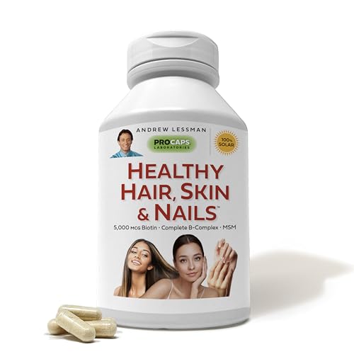 ANDREW LESSMAN Healthy Hair, Skin & Nails 240 Capsules – 5000 mcg High Bioactivity Biotin, B-Complex - Promotes Beautiful Hair, Skin, Strong Nails - No Additives Hair Growth Vitamins Biotin Supplement