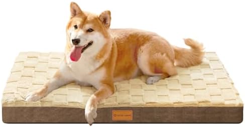 Patas Lague Orthopedic Dog Bed for Medium Dogs, Waterproof Soft Warm Comfortable Egg Crate Foam Medium Pet Beds Mat with Removable Washable Cover and Nonskid Bottom, 30''X20'' Brown