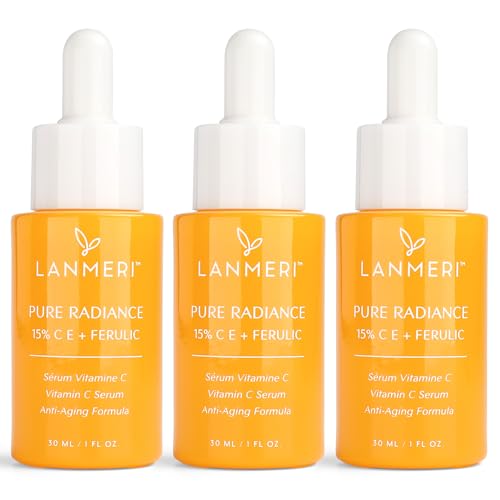 Vitamin C Face Serum 3pack- CE Ferulic Facial Serum with 15% Pure L-Ascorbic Acid, Ferulic Acid, Vitamin E, & Hyaluronic Acid - Anti Aging, Anti Wrinkle Skin Brightening Dark Spot Corrector
