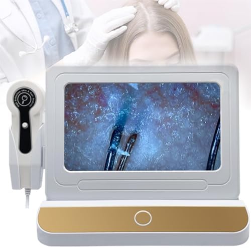 10 Inches Skin Diagnosis Hair Analyzer Machine with HD LCD Screen Digital Skin Detector 50X 200X Skin Detector Moisture Tester, Microscope Skin Care Tool