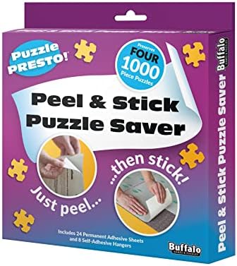(4 Pack) Puzzle Presto! Peel & Stick Puzzle Saver: The Original and Still The Best Way to Preserve Your Finished Puzzle! 24 Adhesive Sheets and 8 Adhesive Hangars.