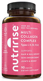 NutriRise Hydrolyzed Collagen Complex, Maximum Strength 1500 mg: Multi Collagen Peptides Supplement for Skin Care, Hair, Nails & Joints, Anti-Aging Amino Acid Supplement for Men & Women, 90 Count