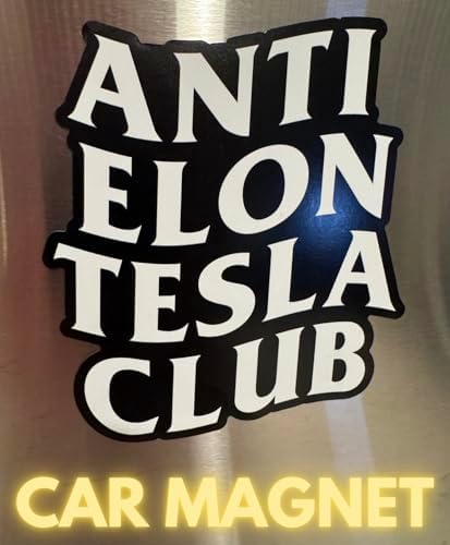 Anti Elon Tesla Club Car Magnet 5 inch XL Viral Logo Non-Adhesive Tesla Musk Decal Cling for Model 3 Y X Cybertruck | MadPufferStickers Brand