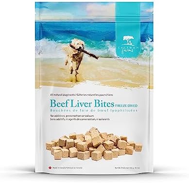 Caledon Farms Freeze Dried Beef Liver Bites Dog Treats, 150 Grams/5.3OZ