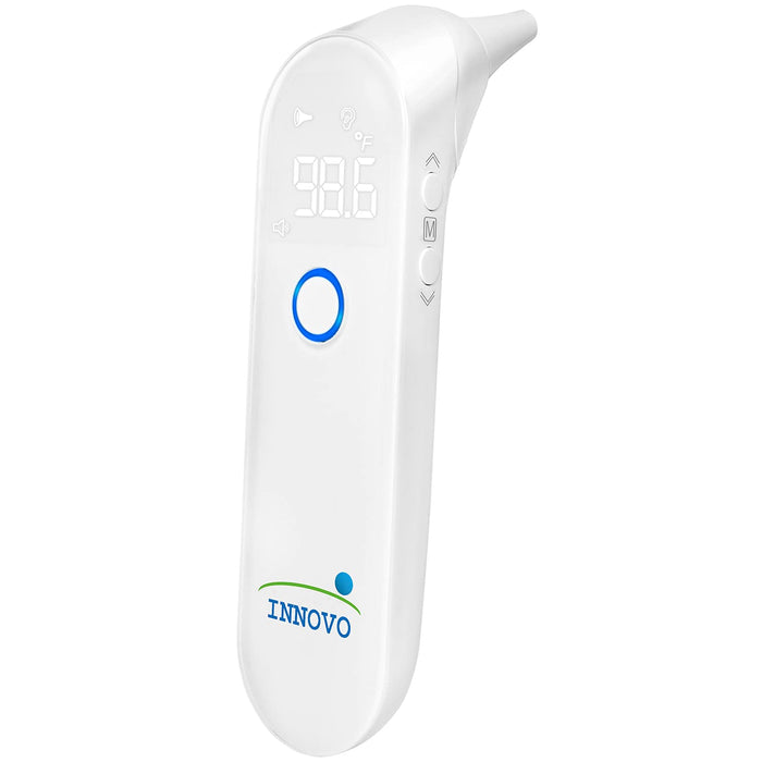 Innovo Medical iE100B Reusable Infrared Digital Ear Thermometer, Professional Series, with Fever Alert Detection and 20x Disposable Probes
