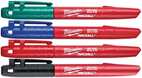 Inkzall Jobsite Markers - Black, Blue, Green, Red, Pack of 6 (24 total)