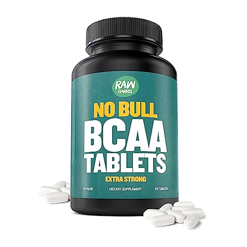 Raw Barrel BCAA Tablets - 120 Extra Strong 1000mg Pills - 2:1:1 Ratio Branched Chain Amino Acid Supplement - Non-GMO Natural Ingredients