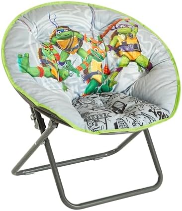 Idea Nuova Nickelodeon Teenage Mutant Ninja Turtles Mutant Mayhem 23" Kids Folding Saucer™ Chair with Metal Frame, Ages 3+