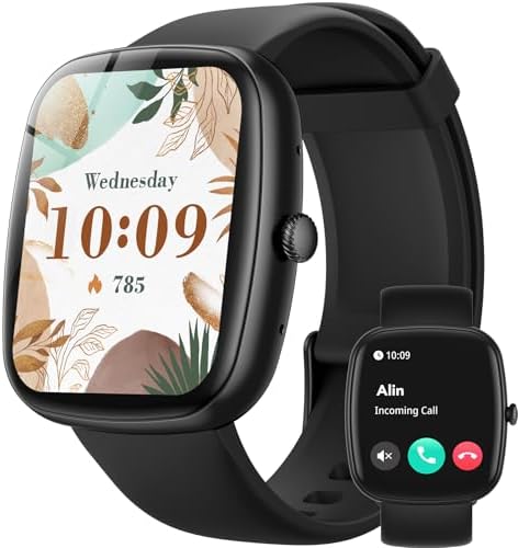 Parsonver Smart Watch for iOS and Android Phones(Answer/Make Calls), HD Screen Watches for Men Women, IP68 Waterproof Fitness Tracker Watch with Heart Rate Sleep Monitor, Steps Calories Counter, Black