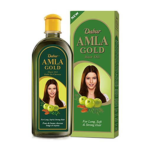 Dabur Amla Gold Hair Oil - Serum, 300 ml - Natural Treatment for All Types of Hair with Amla, Almond and Henna for Women
