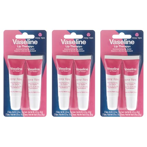 Lip Therapy - Rosy Lips by Vaseline for Women - 0.7 oz Lip Balm (Pack of 3)