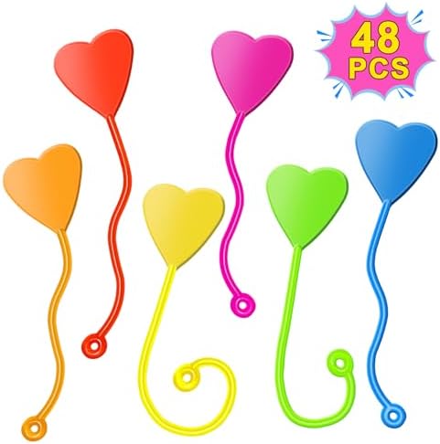 Valentines Sticky Hands Bulk 48PCS Valentines Day Gifts for Kids Classroom Prizes Valentines Party Favors for Kids Stretchy Heart Sticky Hand Toy Valentines Day Goodie Bag Stuffers Kids Party Supplies