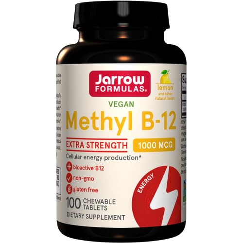 Jarrow Formulas Methyl B-12 1000 mcg - 100 Chewable Tablets, Lemon - Pack of 2 - Bioactive Vitamin B12 - Supports Energy Production, Brain Health & Metabolism - Gluten Free - 200 Total Servings