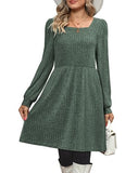 OFEEFAN Winter Square Neck Dresses Christmas Tunic Dresses for Women Green XL