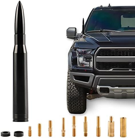 BJSIA Universal Car Antenna Replacement Compatible with Ford, Dodge, Chevrolet, GMC, Jeep, Toyota Truck Replacement Antenna - Made of Rugged Billet and Aluminum, Black, Car Accessories