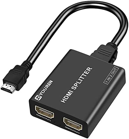 HDMI Splitter with HD HDMI Cable, 1 in 2 Out 4K HDMI Splitter for Full HD 4K@30HZ 1080P 3D Splitter (1 HDMI Source to 2 HDMI Displays)