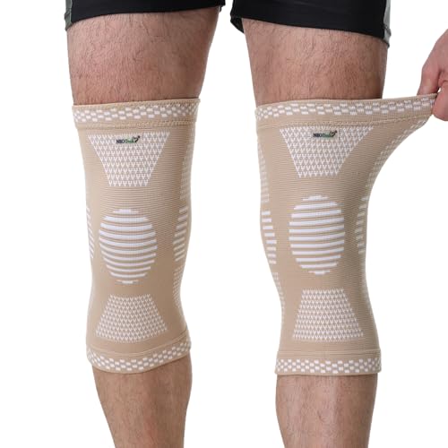 NeoTech Care Knee Support Brace - Breathable - Men, Women, Right or Left (Beige Color, Size M, 1 Pair)