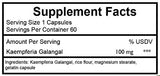 Kaempferol 100mg 60 Count Bottle,Capsule,Kaempferia Galangal, Rice Flour, Magnesium Sterate, Gelatin Capsule