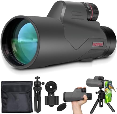 Monocular 12x56 High Power Monocular Telescope for Adults with Smartphone Adapter, FMC Lens & BAK4 Prism, for Bird Watching, Hunting, Hiking, Camping and Concerts(Grey)