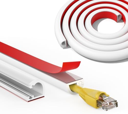 Wall Cord Hider 118 Inch, Self Adhesive Cable Hider Cord Cover for Wires, Flexible Wire Cover Cable Raceway for Cord Management W0.59 H0.39in White