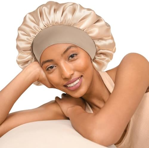 YANIBEST Satin Bonnet for Sleeping Women Double Layer Hair Silk Bonnets for Sleeping with Elastic Band