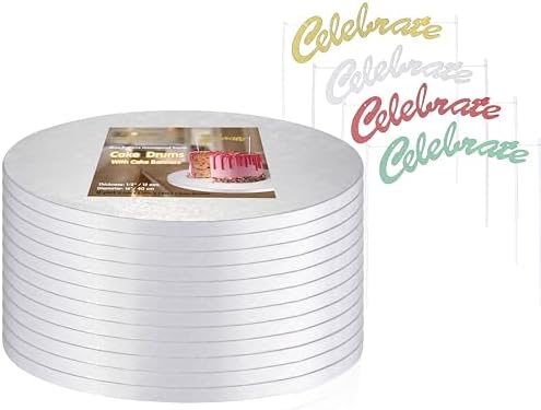 16 Inch Cake Drums,Smooth Edge Cake Board Round White(12-Pack) 1/2 Inch Thick,Sturdy Cake Boards for Birthday Wedding Heavy or Multi-Tiered Party Cakes