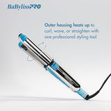 BabylissPRO Nano Titanium Prima Ionic Hair Straightener, Curl and Straighten Hair With One Professional Tool, Blue