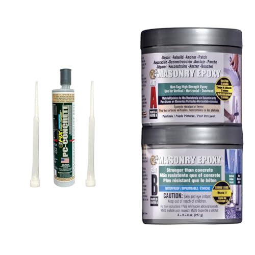 PC Concrete Epoxy Adhesive Paste Anchoring Repair Bundle with PC Masonry Epoxy Adhesive Paste Crack Repair, 8.6 oz and 8 oz