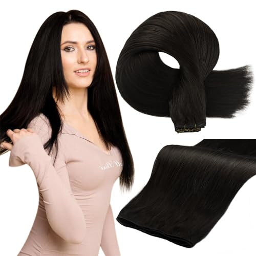 Full Shine Genius Weft Human Hair Extensions Straight Hair Weft Extensions Sew In Weft Hair Extensions Soft Silky Hair Hand Tied Hair Extensions Sew In Extensions Human Hair 50G 14 Inch