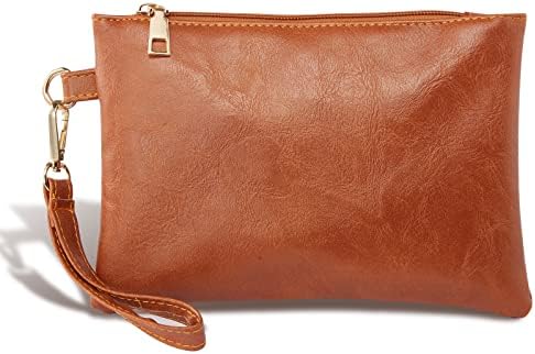 K.E.J. Wristlet Clutch Purses for Women Leather Wallet Purses Brown Small Purse Wristlet Wallet for Women Ladies Gifts 98