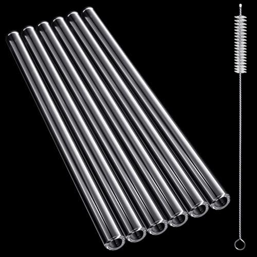 6 Pcs Borosilicate Glass Tube 12mm OD 2mm Thick Glass Blowing Tubes with Cleaning Brush (Clear,8 Inch)