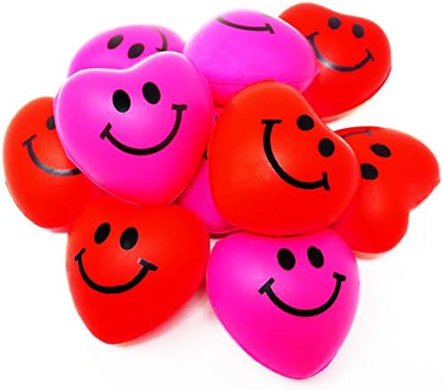 4E's Novelty 24 Pack Heart Stress Balls Bulk - Valentine Stress Hearts Mini Heart Shaped Stress Balls 1.5" - Squishy Stress Balls for Kids & Adults, Valentines Day Party Favors, Classroom Gifts