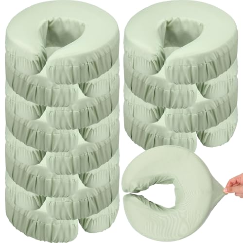 Tatuo 12 Pcs Face Cradle Covers for Massage Head Rest Microfiber Reusable Soft Thicker Massage Table Face Covers Oil Proof Headrest Cradle Sheets for Spa Beauty(Sage)